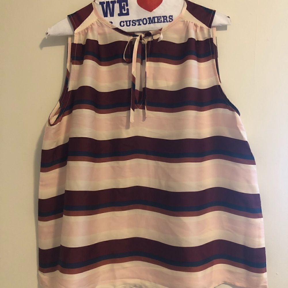 Banana Republic Striped Notch-Neck Tank - Small